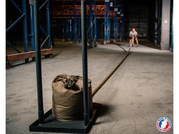 Sled chargé avec corde de tirage